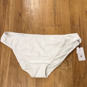 Shade & Shore Women's Ribbed White Bikini Bottom